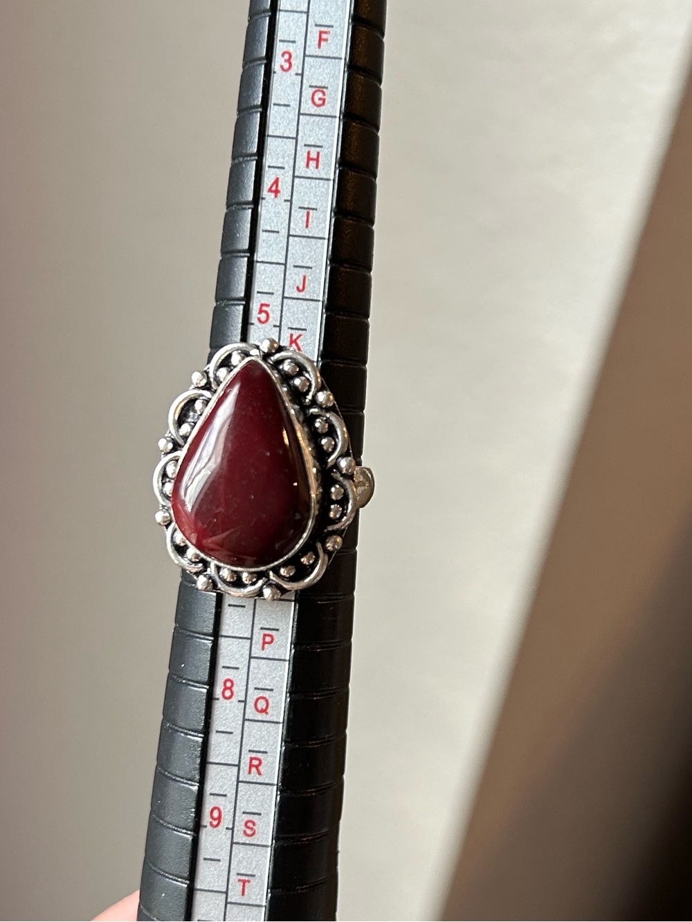 Dark Red Natural Gemstone Ring